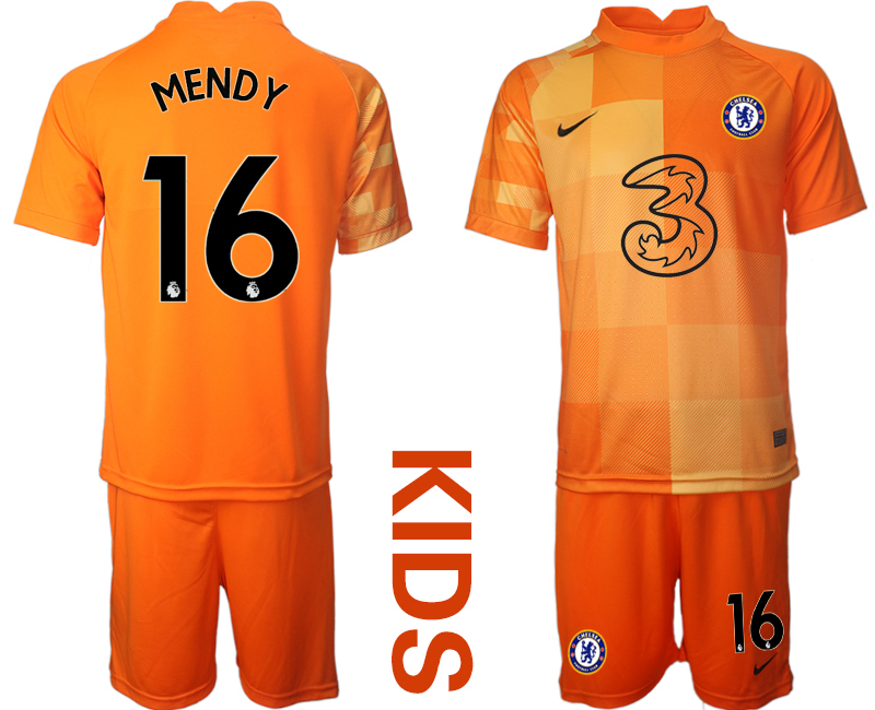 Youth 2021-2022 Club Chelsea orange red goalkeeper #16 Soccer Jersey